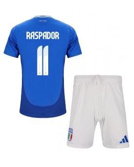 Italia Giacomo Raspadori #11 Maglia Gara Casa Repliche Europei 2024 Bambino